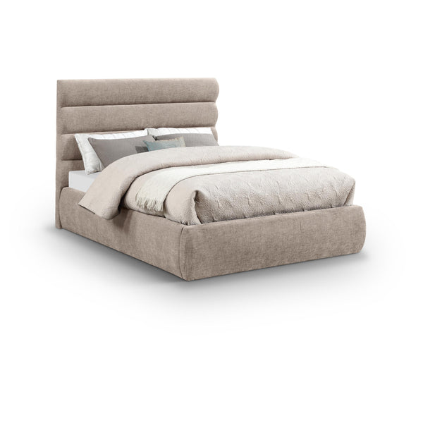Meridian Adam Beige Chenille Fabric Full Bed IMAGE 1