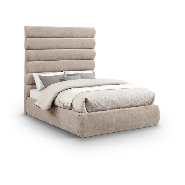 Meridian Adam Beige Chenille Fabric Full Bed IMAGE 1