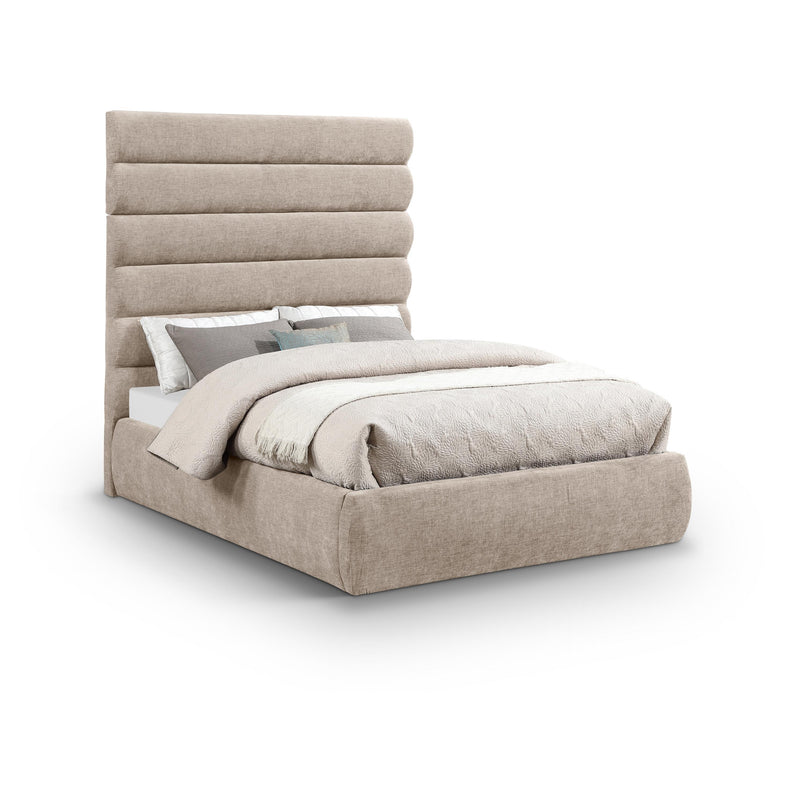 Meridian Adam Beige Chenille Fabric Full Bed IMAGE 1