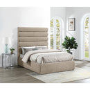 Meridian Adam Beige Chenille Fabric Full Bed IMAGE 2