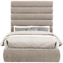 Meridian Adam Beige Chenille Fabric Full Bed IMAGE 3