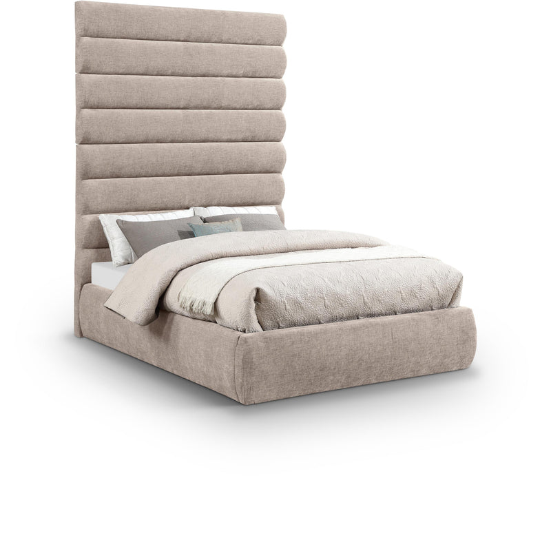 Meridian Adam Beige Chenille Fabric Full Bed IMAGE 1