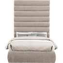 Meridian Adam Beige Chenille Fabric Full Bed IMAGE 3