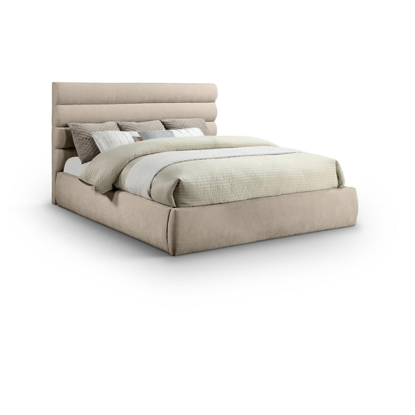 Meridian Adam Beige Chenille Fabric King Bed IMAGE 1