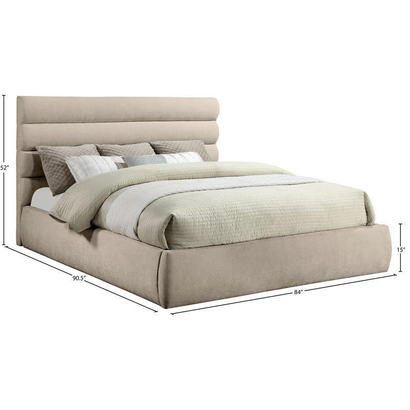 Meridian Adam Beige Chenille Fabric King Bed IMAGE 9