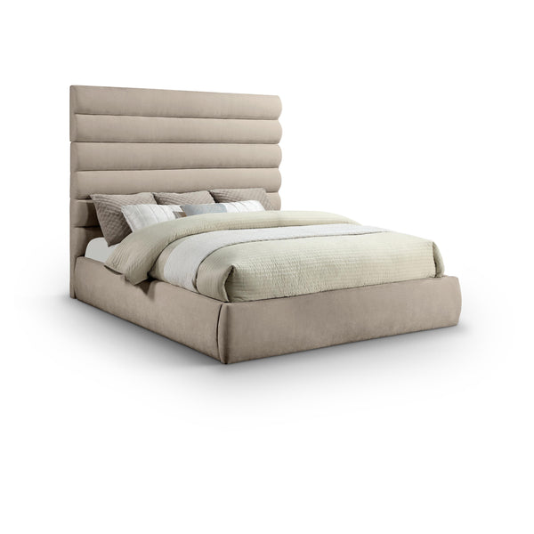 Meridian Adam Beige Chenille Fabric King Bed IMAGE 1