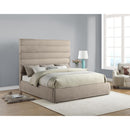 Meridian Adam Beige Chenille Fabric King Bed IMAGE 2