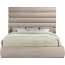 Meridian Adam Beige Chenille Fabric King Bed IMAGE 3