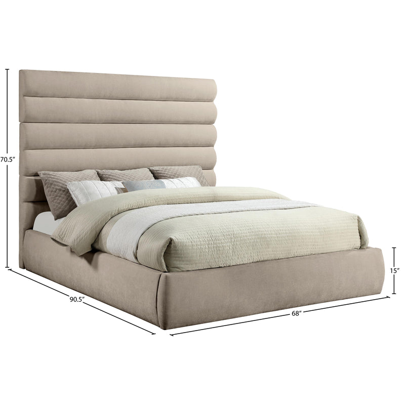 Meridian Adam Beige Chenille Fabric King Bed IMAGE 9