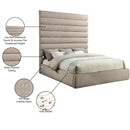 Meridian Adam Beige Chenille Fabric King Bed IMAGE 10