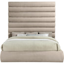 Meridian Adam Beige Chenille Fabric King Bed IMAGE 3