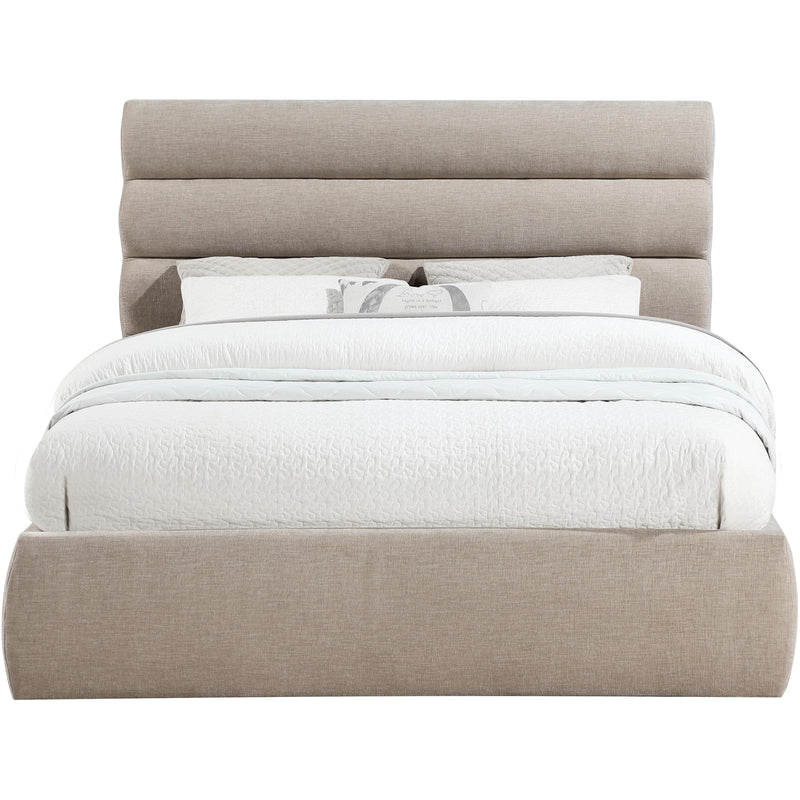 Meridian Adam Beige Chenille Fabric Queen Bed IMAGE 3