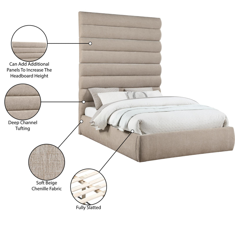 Meridian Adam Beige Chenille Fabric Queen Bed IMAGE 10