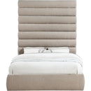 Meridian Adam Beige Chenille Fabric Queen Bed IMAGE 3
