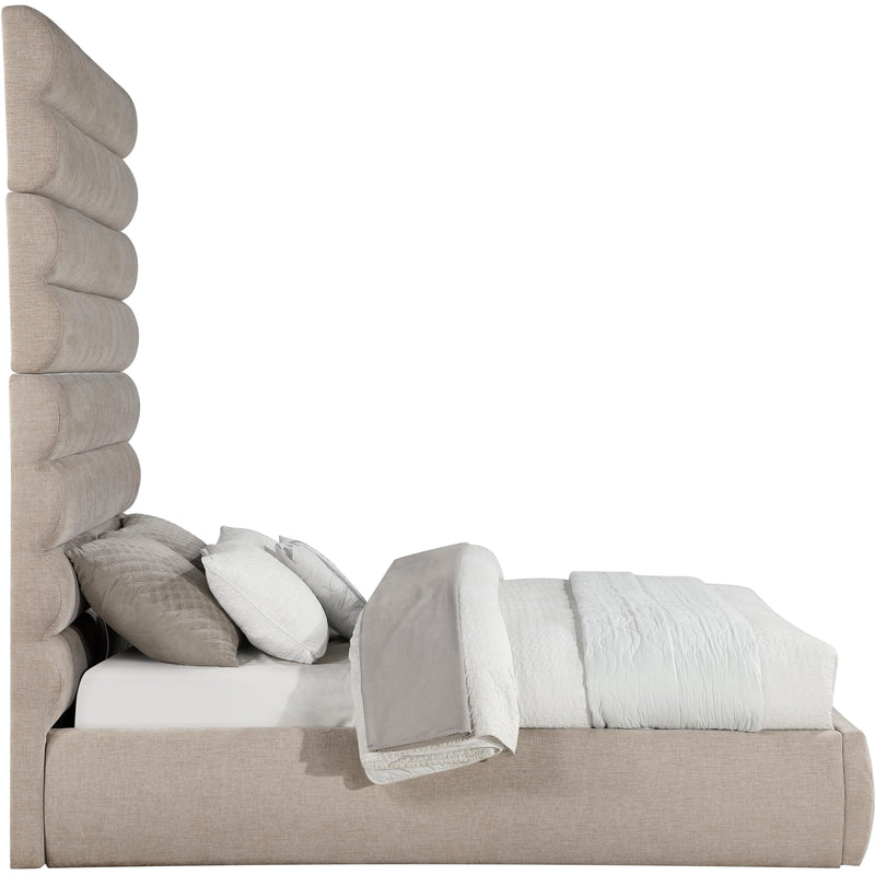 Meridian Adam Beige Chenille Fabric Queen Bed IMAGE 4