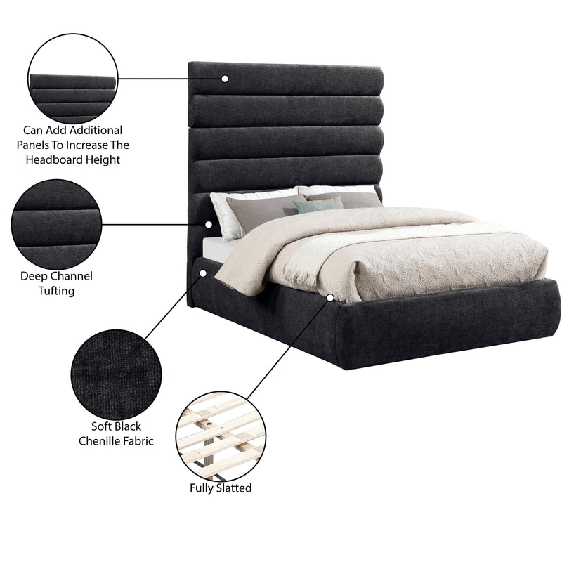 Meridian Adam Black Chenille Fabric Full Bed IMAGE 10