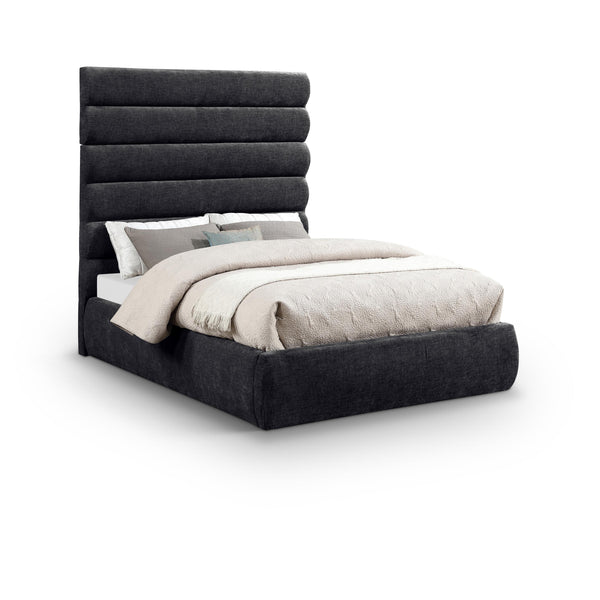 Meridian Adam Black Chenille Fabric Full Bed IMAGE 1