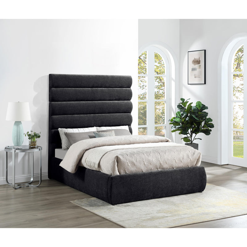 Meridian Adam Black Chenille Fabric Full Bed IMAGE 2
