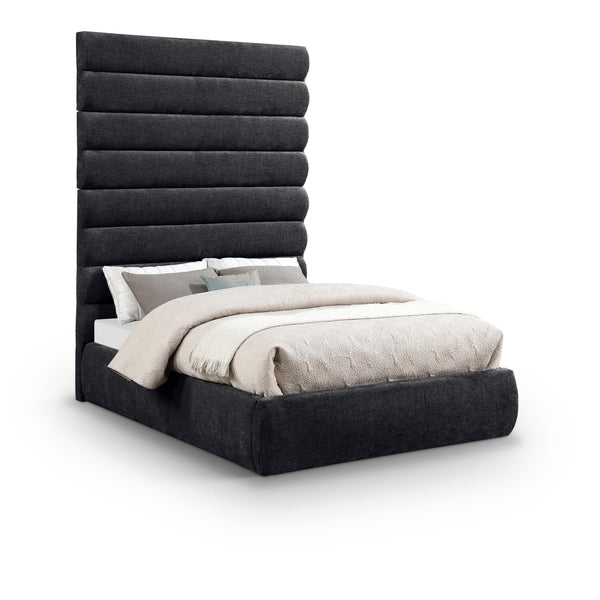 Meridian Adam Black Chenille Fabric Full Bed IMAGE 1