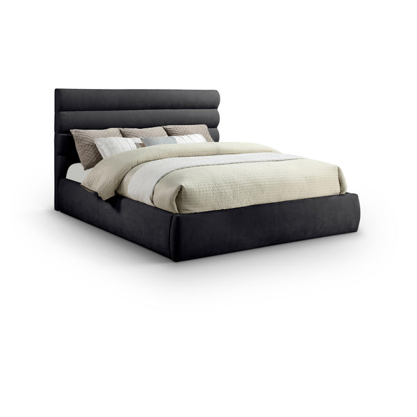 Meridian Adam Black Chenille Fabric King Bed IMAGE 1
