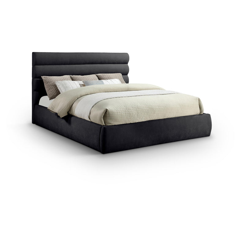 Meridian Adam Black Chenille Fabric King Bed IMAGE 1