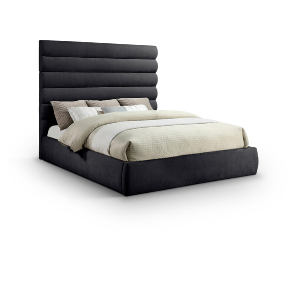 Meridian Adam Black Chenille Fabric King Bed IMAGE 1