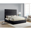 Meridian Adam Black Chenille Fabric King Bed IMAGE 2