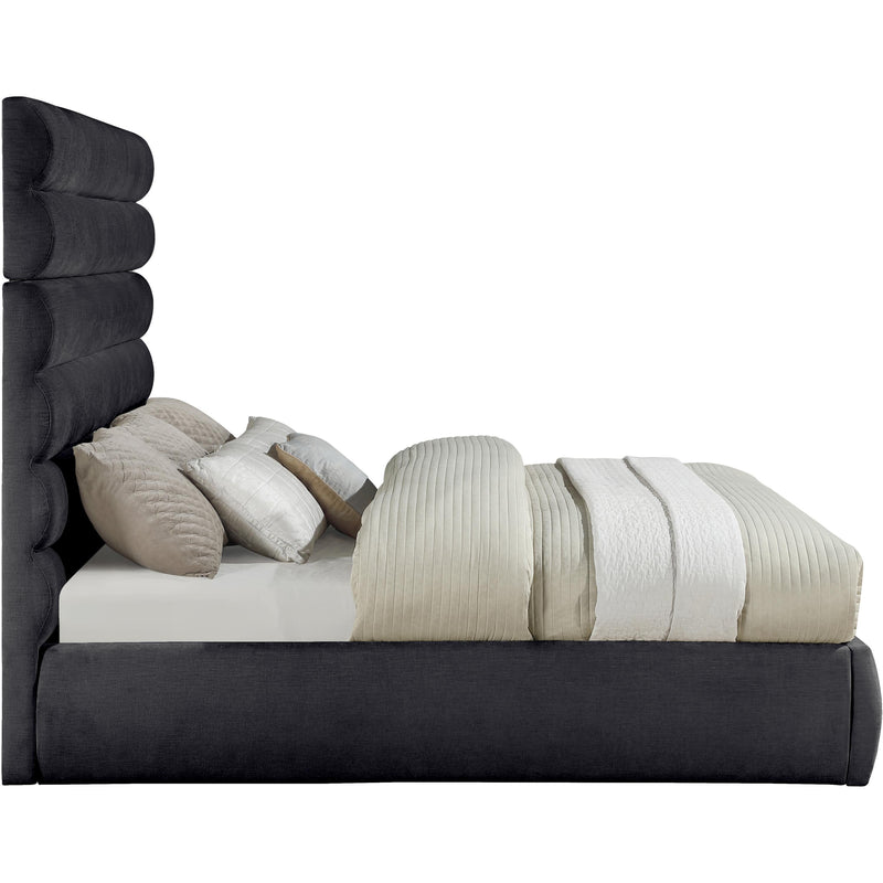 Meridian Adam Black Chenille Fabric King Bed IMAGE 4