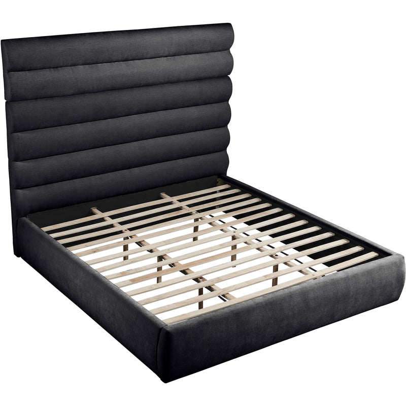 Meridian Adam Black Chenille Fabric King Bed IMAGE 7