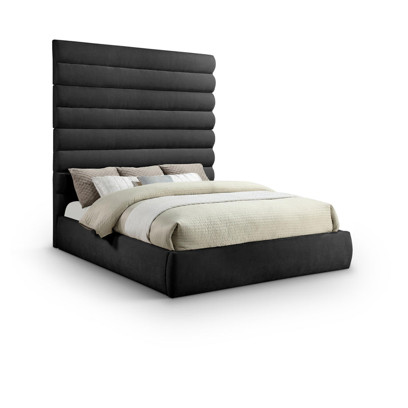 Meridian Adam Black Chenille Fabric King Bed IMAGE 1