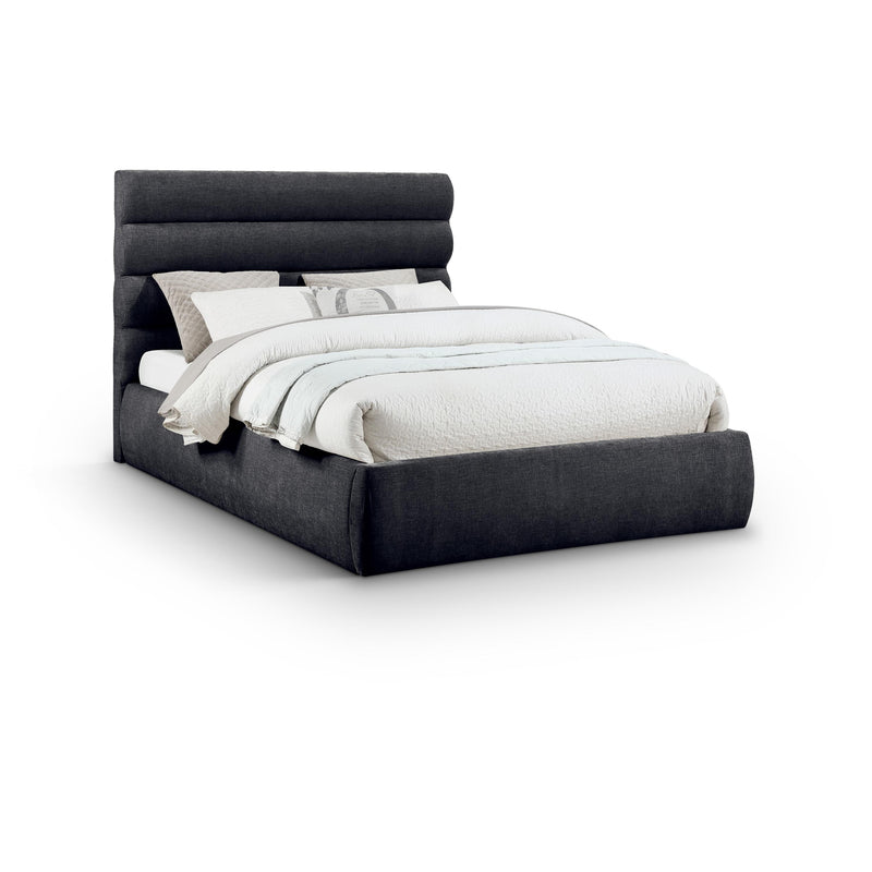 Meridian Adam Black Chenille Fabric Queen Bed IMAGE 1