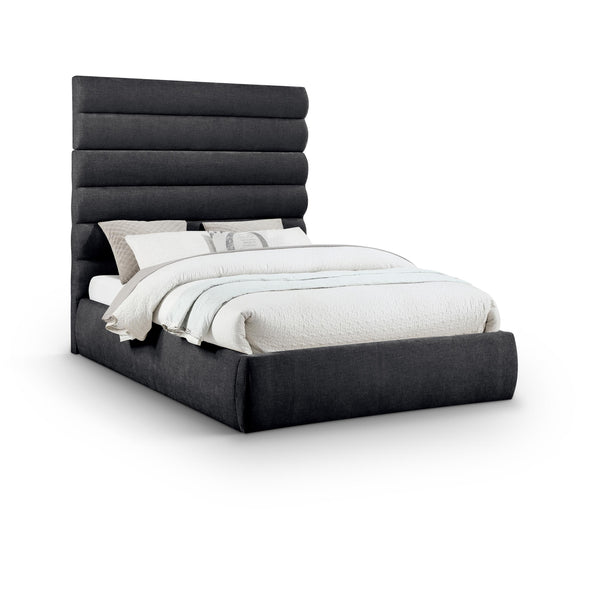 Meridian Adam Black Chenille Fabric Queen Bed IMAGE 1