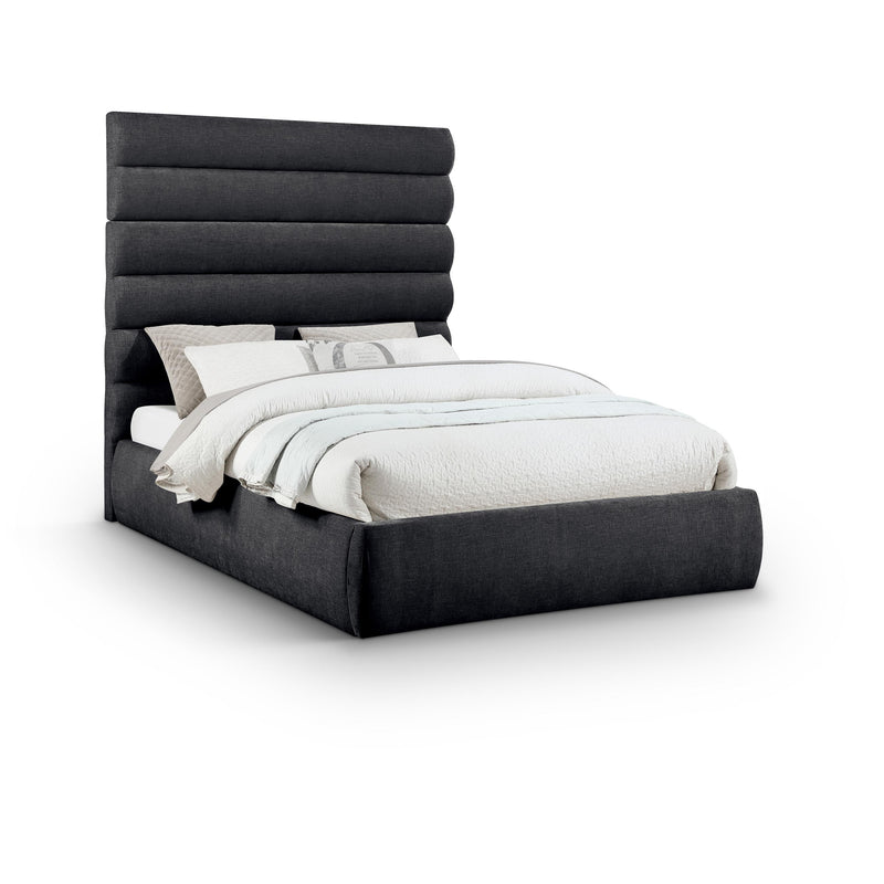 Meridian Adam Black Chenille Fabric Queen Bed IMAGE 1