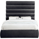 Meridian Adam Black Chenille Fabric Queen Bed IMAGE 3