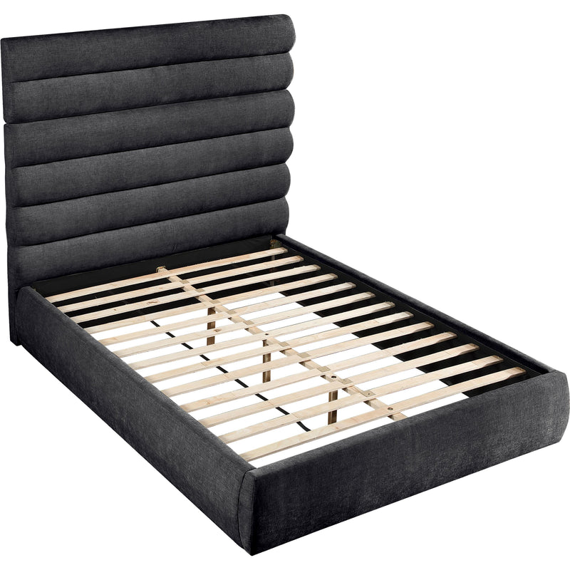 Meridian Adam Black Chenille Fabric Queen Bed IMAGE 7