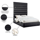 Meridian Adam Black Chenille Fabric Queen Bed IMAGE 10