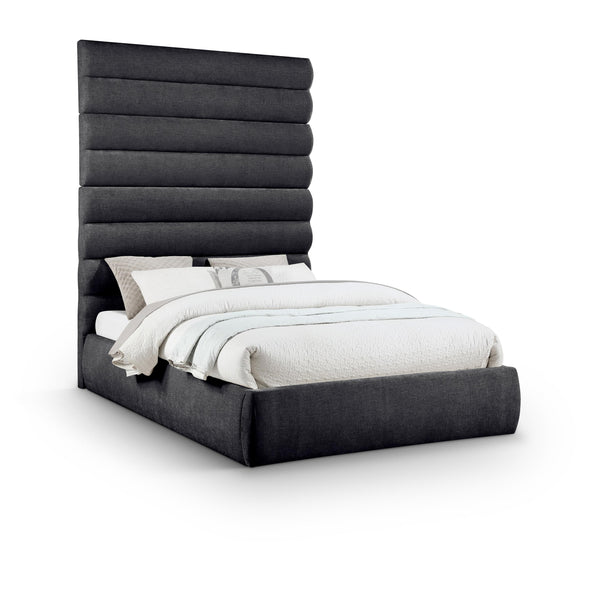 Meridian Adam Black Chenille Fabric Queen Bed IMAGE 1