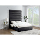 Meridian Adam Black Chenille Fabric Queen Bed IMAGE 2