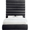 Meridian Adam Black Chenille Fabric Queen Bed IMAGE 3