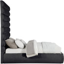 Meridian Adam Black Chenille Fabric Queen Bed IMAGE 4