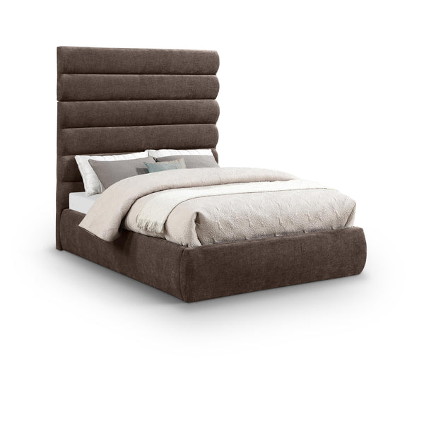 Meridian Adam Brown Chenille Fabric Full Bed IMAGE 1