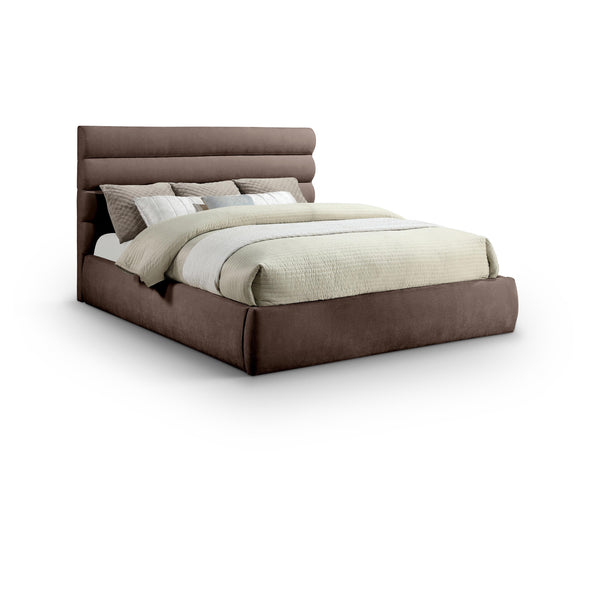 Meridian Adam Brown Chenille Fabric King Bed IMAGE 1