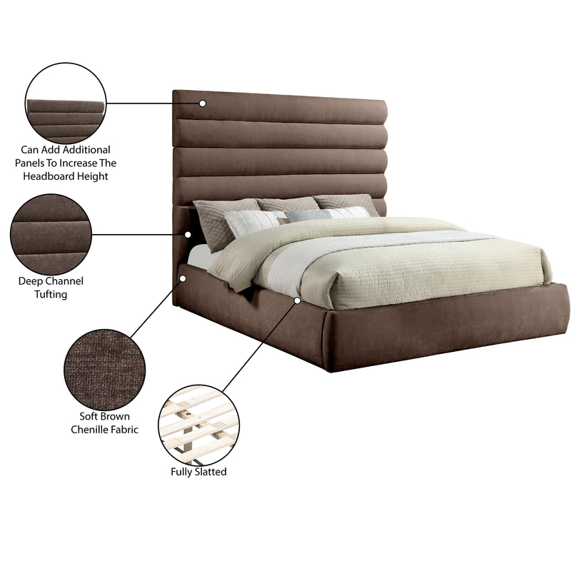 Meridian Adam Brown Chenille Fabric King Bed IMAGE 10