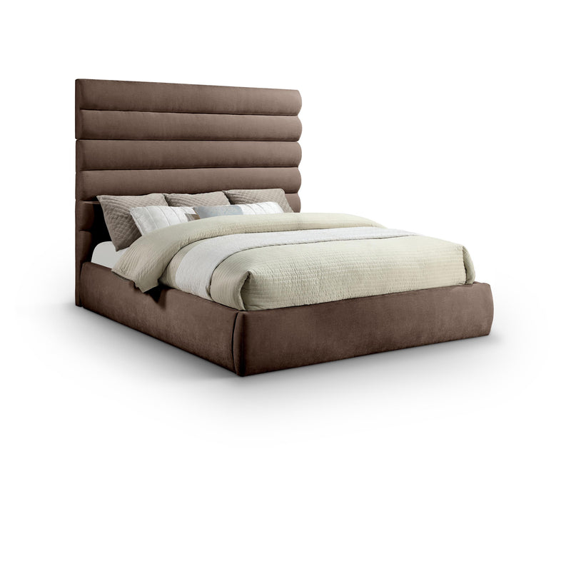 Meridian Adam Brown Chenille Fabric King Bed IMAGE 1