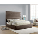 Meridian Adam Brown Chenille Fabric King Bed IMAGE 2