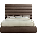 Meridian Adam Brown Chenille Fabric King Bed IMAGE 3