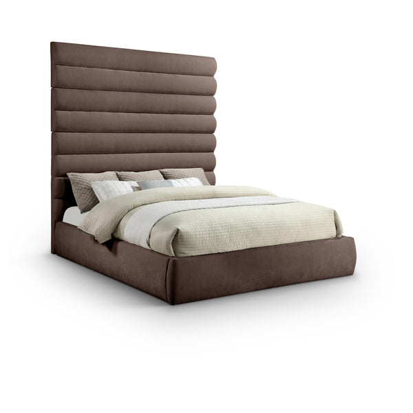 Meridian Adam Brown Chenille Fabric King Bed IMAGE 1