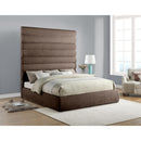 Meridian Adam Brown Chenille Fabric King Bed IMAGE 2