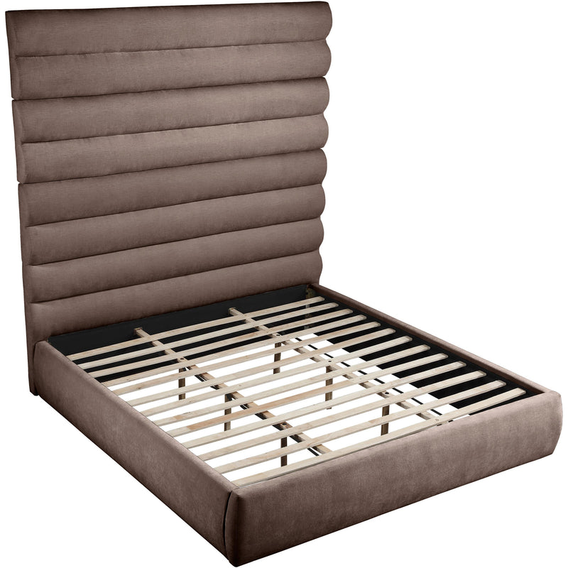 Meridian Adam Brown Chenille Fabric King Bed IMAGE 7