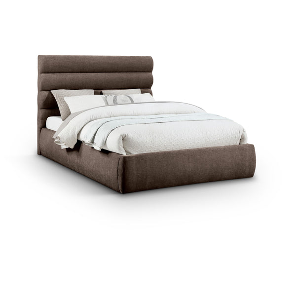 Meridian Adam Brown Chenille Fabric Queen Bed IMAGE 1
